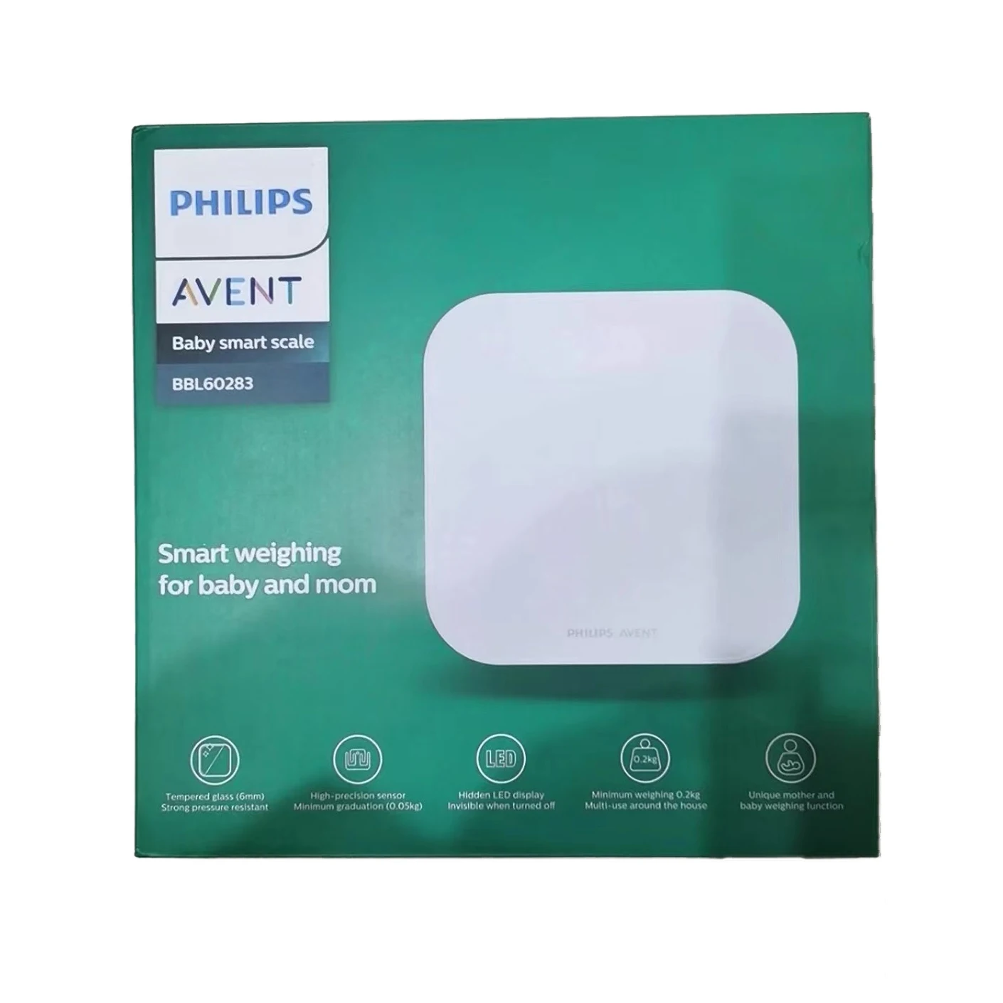 Philips Avent Digital Smart Baby Scale BBL60283 LED Night Vision Screen Anti-Slip for Home Bathroom,kg, Lb, St 3 Units