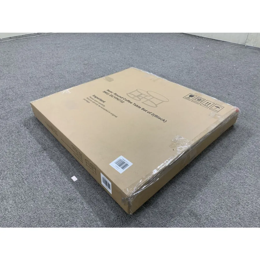 مجموعة طاولة القهوة المتداخلة مكونة من 2 طاولة قهوة مستديرة مقاس 27.6 بوصة من الخشب بنمط رخامي مع إطار معدني قوي وطاولات جانبية للطاولة