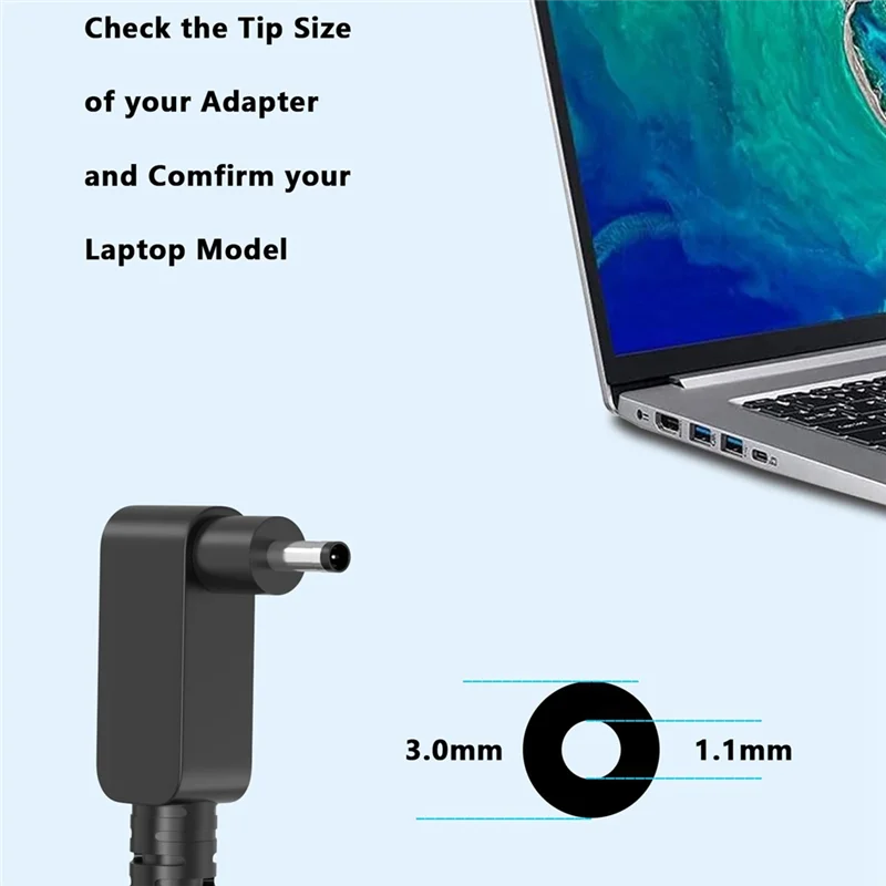 F-T 65W 19V 3.42A cargador de CA para Acer Aspire 1 3 5 A515-44 A515-45 A515-46 A515-54 A515-55 A515-56 A115-32 A315-23