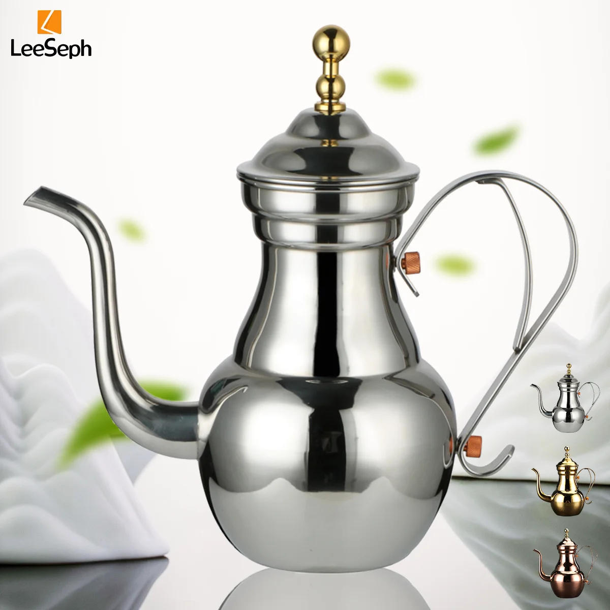 Leeseph-Cafetière turque en acier inoxydable, théière arabe avec maille filtrante, bouilloire à col de cygne pour 73, thé, jus, lait