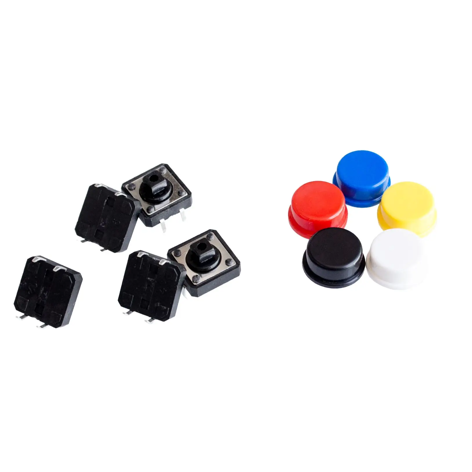 20PCS Tactile Push Button Switch Momentary 12*12*7.3MM Micro switch button + (20PCS 5 colors Tact Cap)