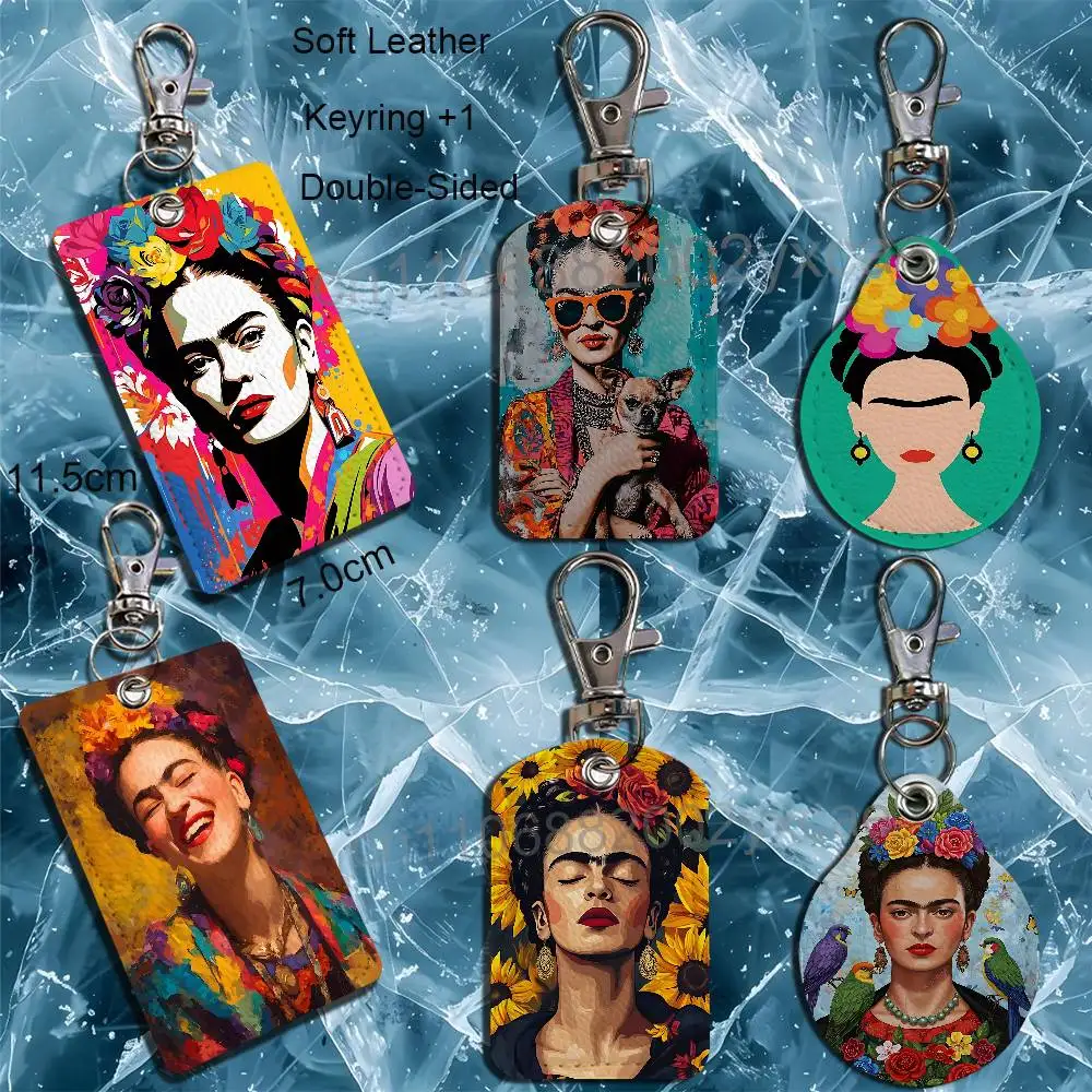 

Art Perfect F-Frida Kahlo Keychain Holder Suitable For Subway Bank Card Bus Card Case Badge Holder Wallet Card Textured pattern