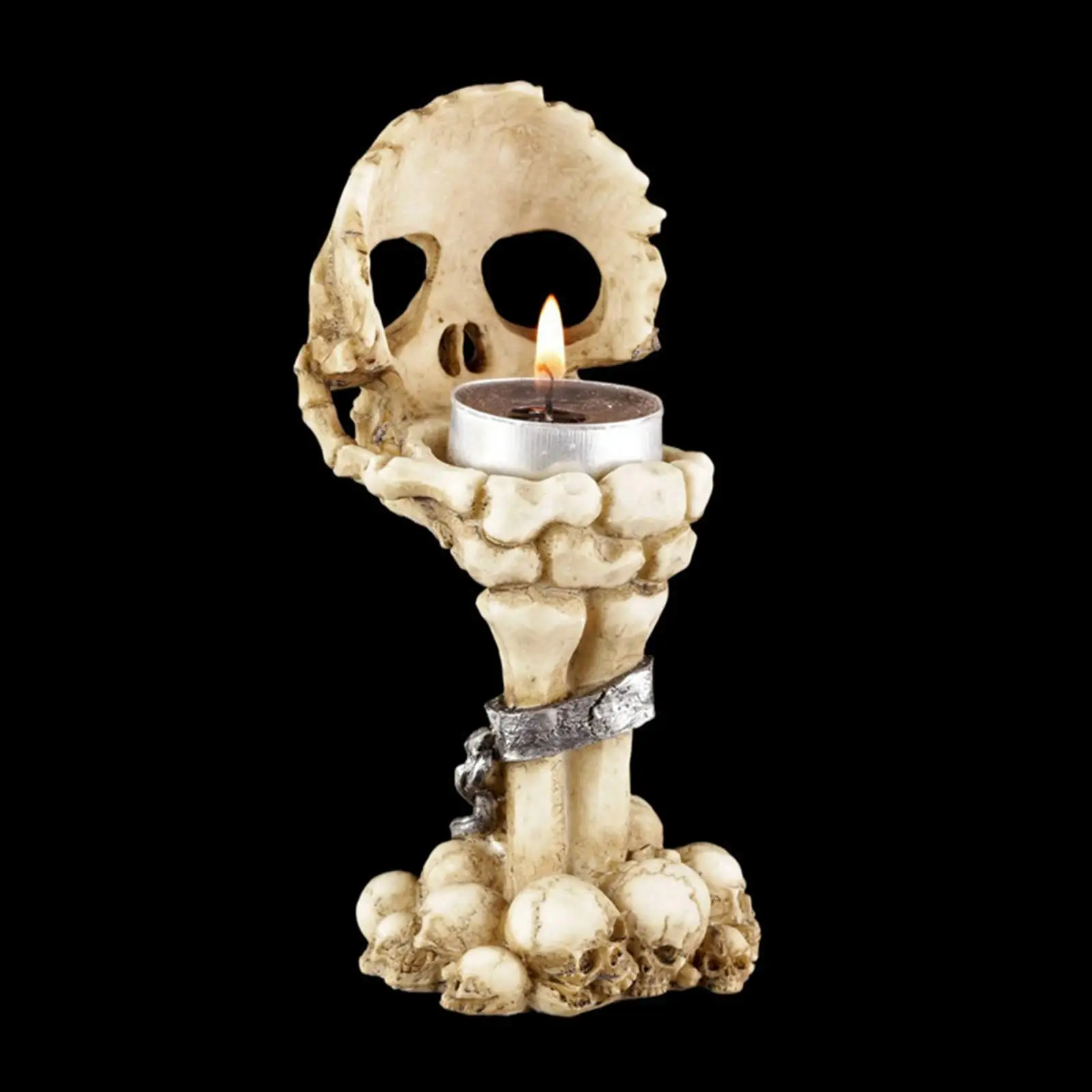 Skeleton Skull Candle Holder Candlestick Tealight Holder Ornament for Haunted House Dinning Halloween Birthday Skull Decoration