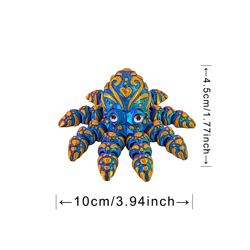 3D Printed Love Octopus Ornament Joint Mobility Simulated Octopus Animal Model Toys for Kids brinquedos infantil 1pcs