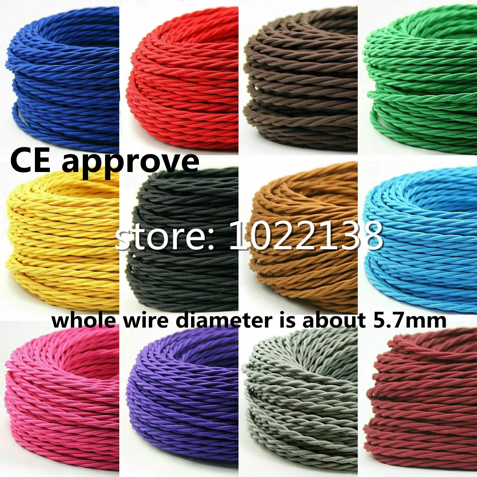 2x0.75 Vintage Electrical rope Wire Twisted Cable Retro Braided Fabric Wire DIY led pendant lamp wire vintage lamp cord