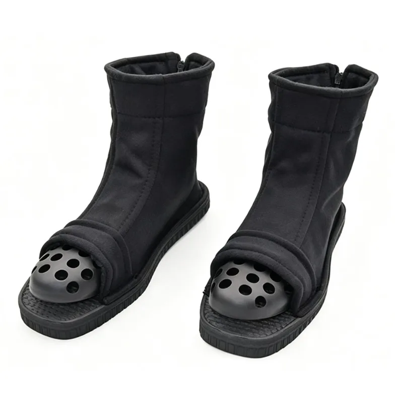 Anime Cosplay Shoes Black Party Shoes Open Toe Design Zipper Women Men Boots Halloween Adult Cosplay Accessories
