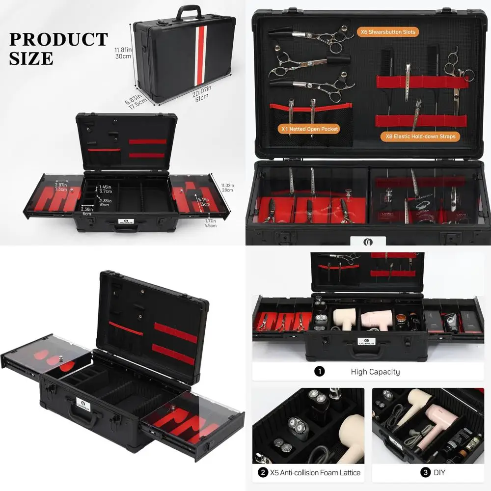 

Portable Hair Stylist Case: Travel Barber Kit Organizer for Salon Professionals & Pet Groomers