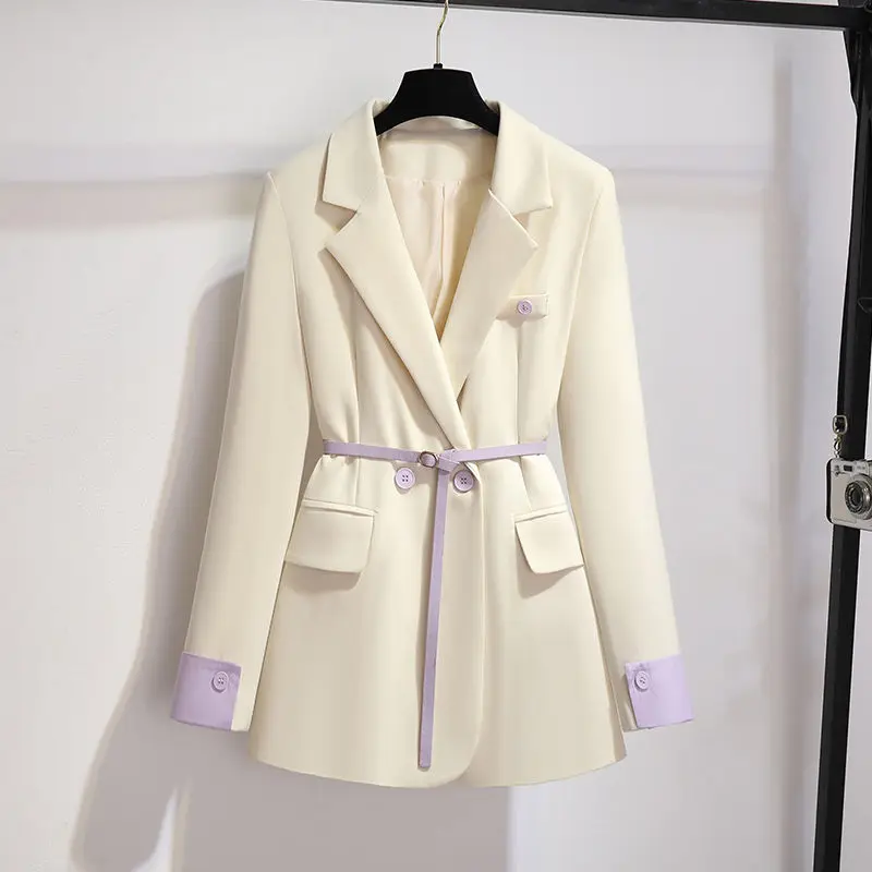 Blazers femininos casuais com tudo o que combina, jaquetas coreanas, terno de senhora do escritório, outerwear feminino, primavera, outono, novo