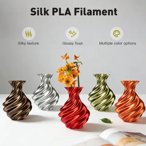 ERYONE 1KG Ultra-Silk PLA 3D Yazıcı Filamenti 1.75mm, İpek Parlaklığı, Parlak Pürüzsüz Yüzey Canlı Renk 1kg Makara