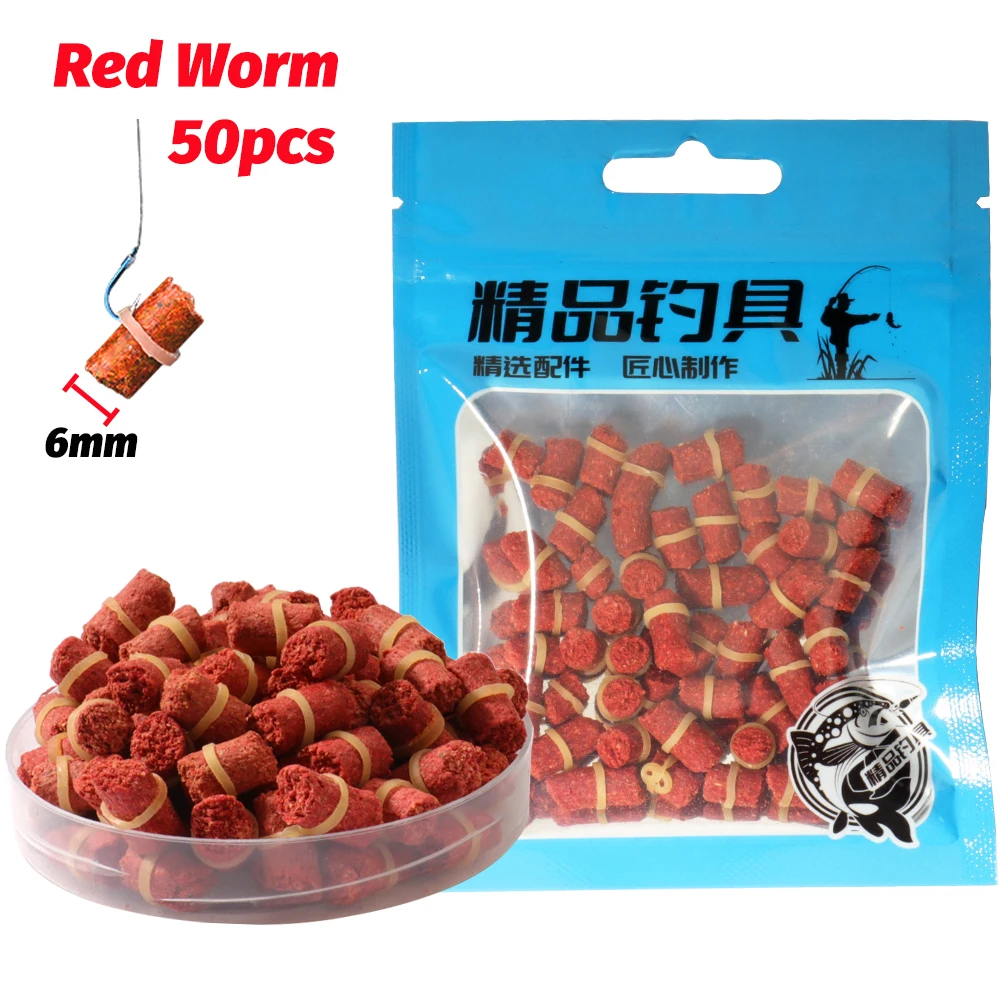 50PCS Gummiband Partikel Köder Granulat Angeln Lebensmittel Aquatische Ernährung Futter Karpfen Pesca Lockstoff Geschmack Elastische Weicher Köder
