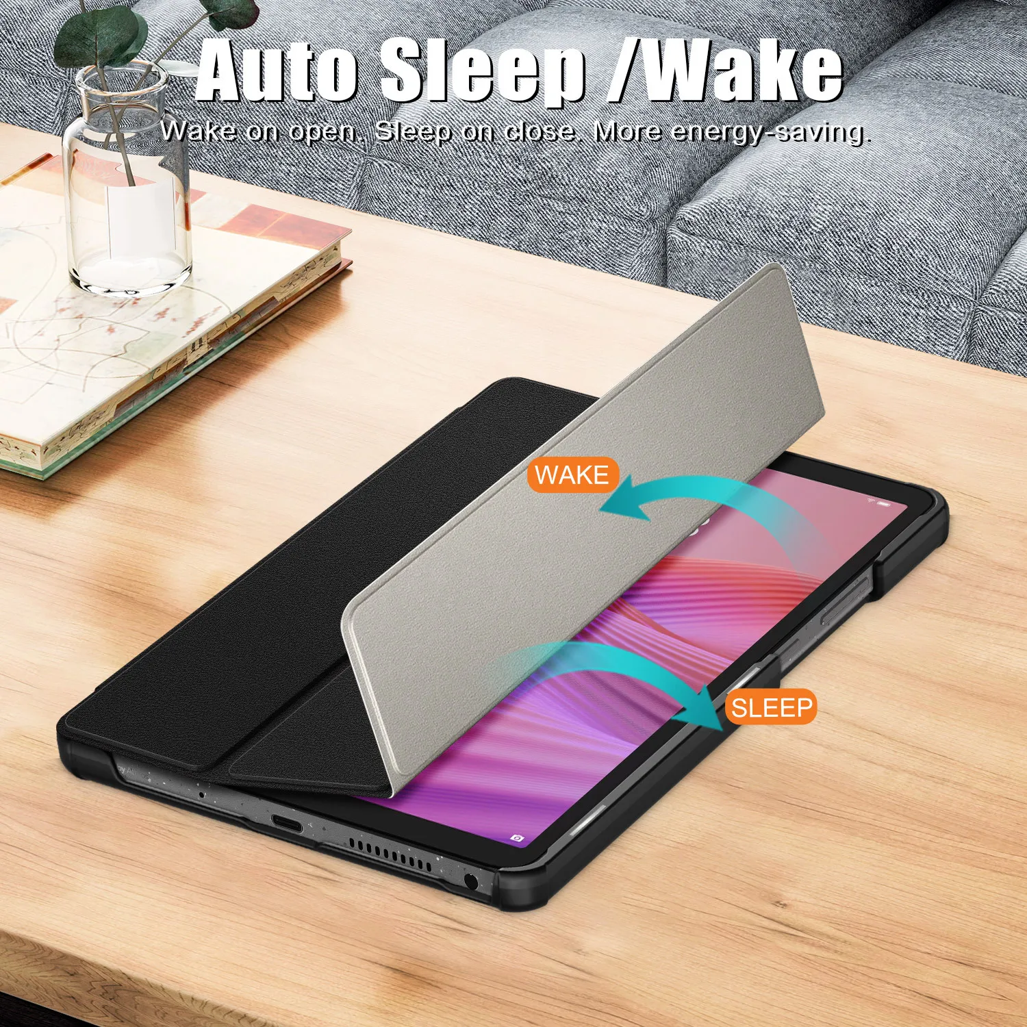 For Lenovo Tab One 8.7 Case TB305XU/TB305FU PU Flip Cover Tri-Fold Stand Tablet Cases Funda For Lenovo Tab K9 2025 Cover 8.7inch