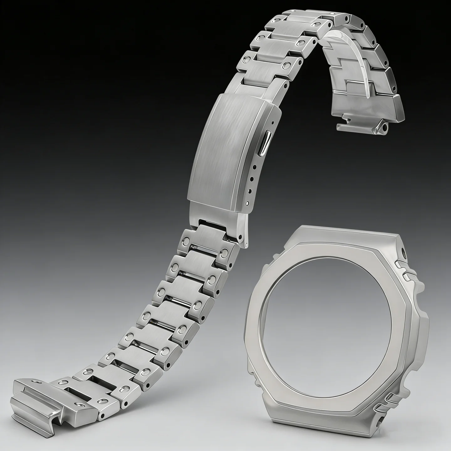 

Браслет из титанового сплава CasiOak GA2100/2110 b2100 + улучшенные металлические аксессуары серебристого/черного цвета, легкие аксессуары для часов GA-B2100