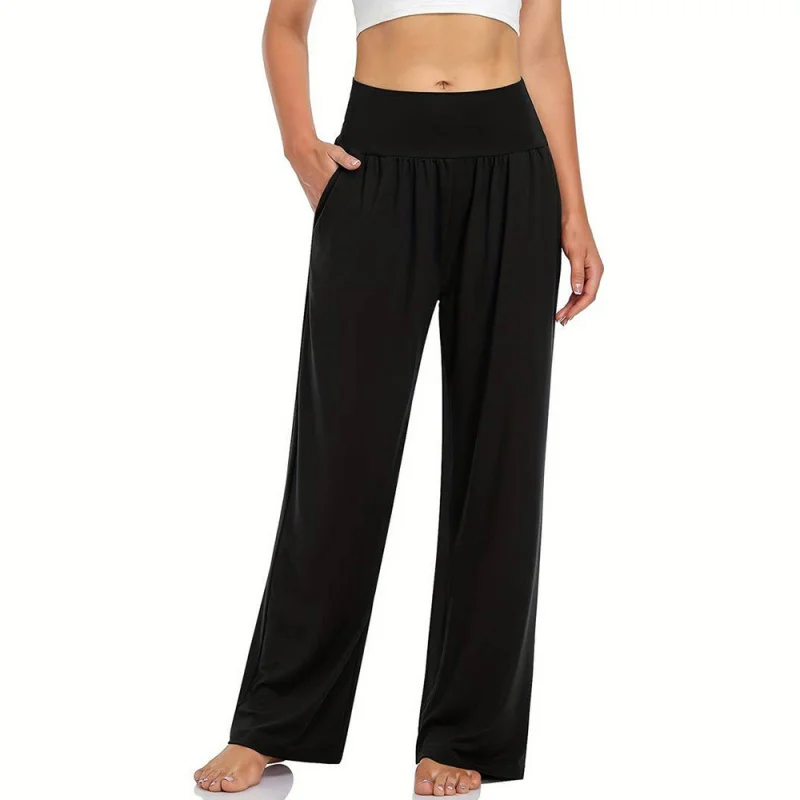 Women's Hot Sale Simple Wide-Leg Casual Pants Autumn Winter Elastic Waist Design Sense Waist-Cinching Long Pants