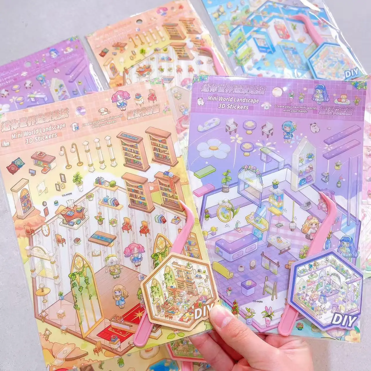 Mini mundo DIY pegatina de paisaje de dibujos animados bolsillo escena de cabina 3D apilamiento pegado regalo de cumpleaños de Navidad para chico