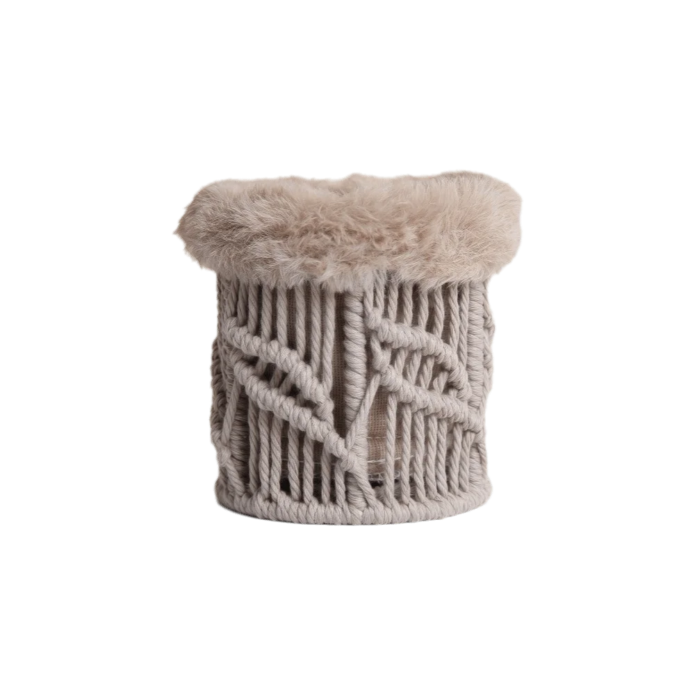 Decorative Items Cotton Rope Weaving Storage Basket Boho Style Hollow Out Desk Organizer Leaf Plush Pencil Box Home Decor