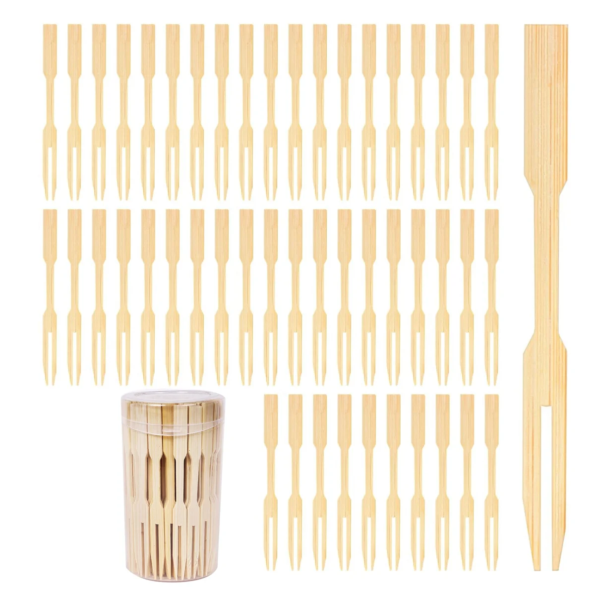 500Pcs Bamboo Forks 3.5 Inch, Cocktail Forks Appetizer Forks, Small Forks for Appetizer, Disposable/Tiny/Food Picks