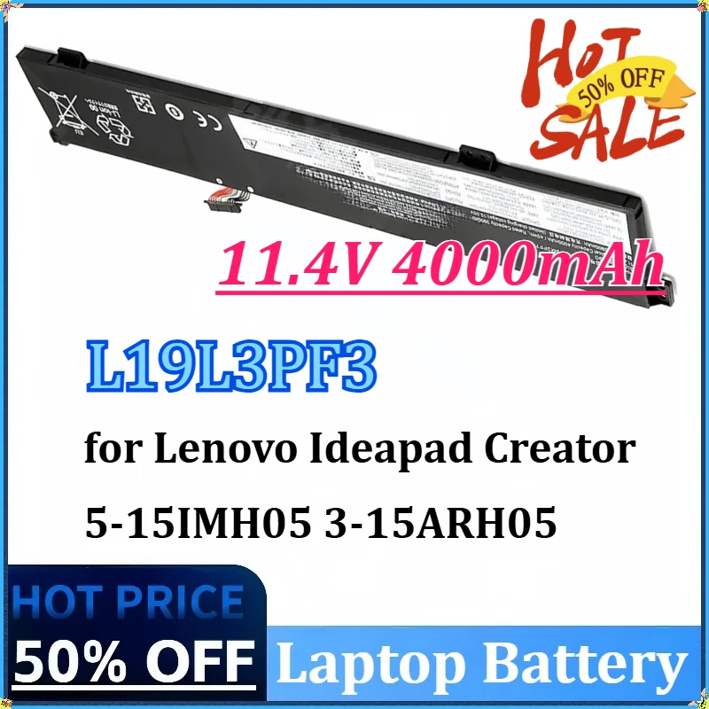 

11.4V 4000mAh L19L3PF3 L19M3PF7 L19D3PF4 SB10W89840 Laptop Battery for Lenovo Ideapad Creator 5-15IMH05 Ideapad Gaming 3-15ARH05