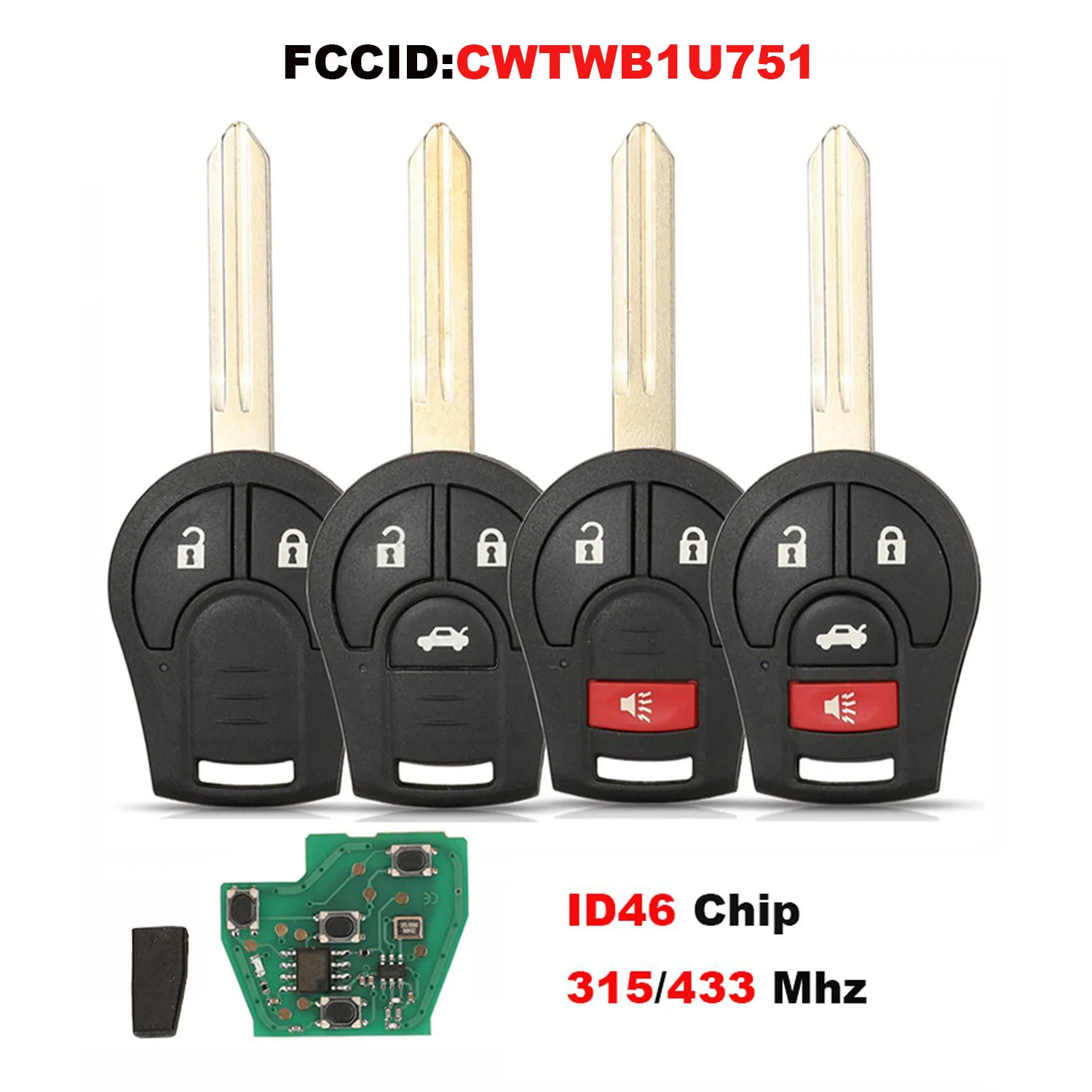 

jingyuqin CWTWB1U751 315/433MHZ Remote Key For Nissan Sylphy Cube Juke Rogue Micra Qashqai Altima Maxima Sentra Versa Transmiter