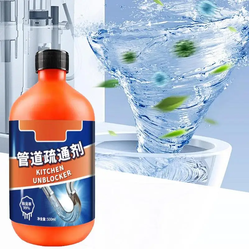 Kitchen Drain Cleaner Drain Cleaner Hair Clog Remover 500ml Clogged Drain Cleaner Extra Strength Sink Unclogger Liquid Plumber