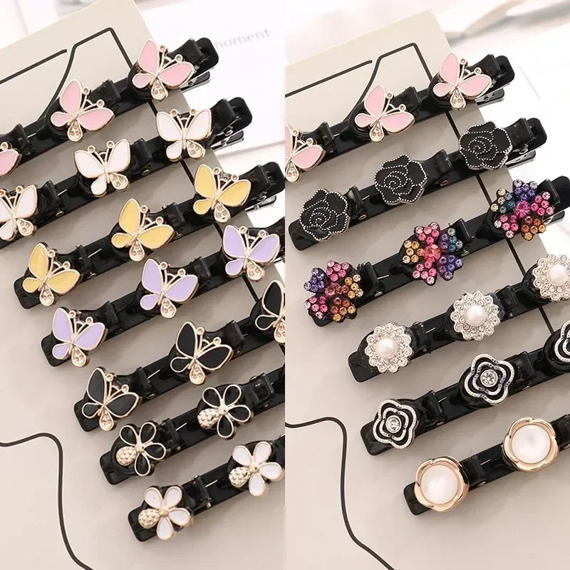 Heallor Pearl Flower Braid Hair Duckbill Clips Styling Tool Hairpin Side Bangs Clip Ladies Girls Butterfly Clip a forma fissa Toot