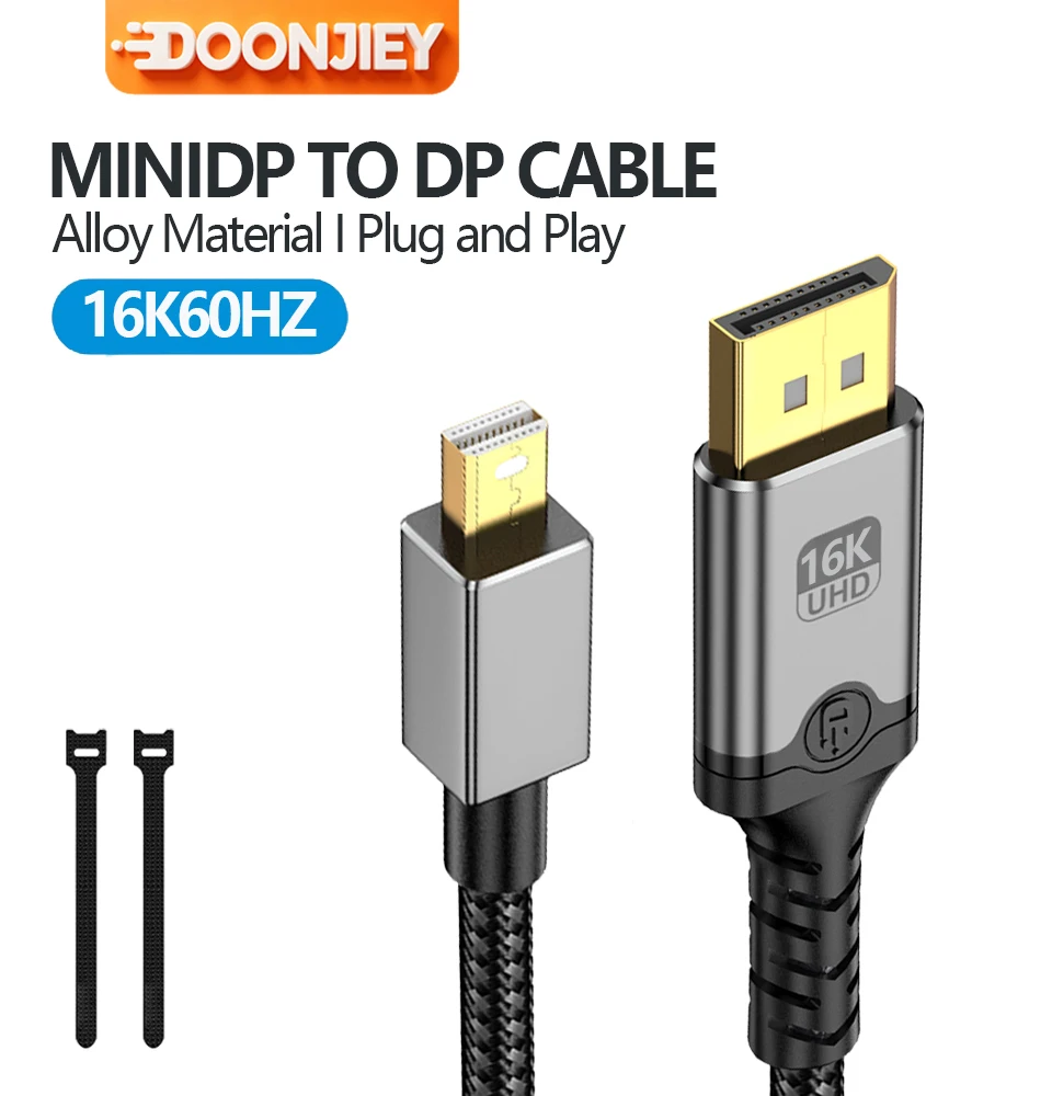 16K Mini DisplayPort to DisplayPort 2.1 Cable 16K@60Hz, 6.6FT 80Gbps, Bi-Directional, 8K@120Hz, 4K@240Hz, HDR, G-Sync, Mini DP
