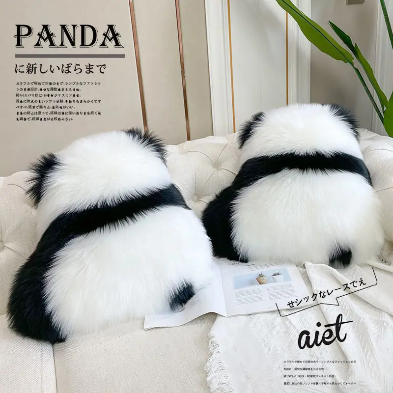 CuteLife Cute Panda Wool Fluffy White Carpet Kitchen Living Room Home Decoration Carpet Children Bedroom Sofa Entrance Door Mat