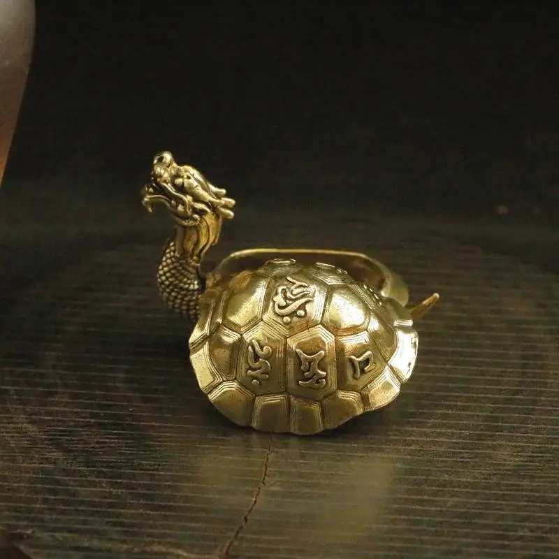 **1PC Creative Dragon Turtle Burner Xuanwu Zen Office Desk Incense Holder Copper Ornament Decorative Craft