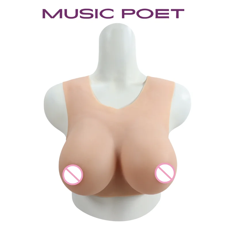 MUSIC POET Crossdress for Men Beginner Fake Silicone Breast Forms Huge Boob B/C/D/E/G Cup Transgender Drag Queen Shemale Cosplay