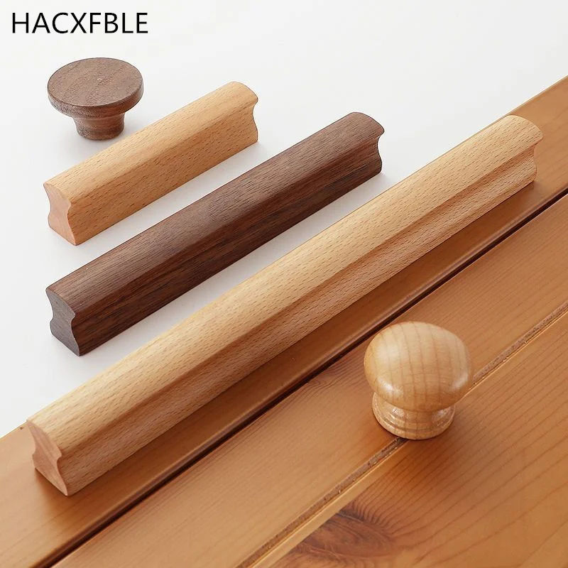 

Solid Walnut Wooden Furniture Handles Drawer Knobs Kitchen Cabinets Pulls Long Handle Cupboard And Dresser Knobs Wardrobe Pulls