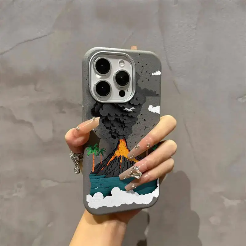 

Creative Volcano Eruption Cartoon Suitable For Iphone 16 Promax Phone Case Iphone 15 16e New 16plus 11