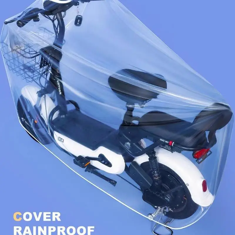 Motorcycle Cover Thickened Transparent Protective Cover All Seasons Outdoor Waterproof Bicycle Scooter Rain Dust Cover