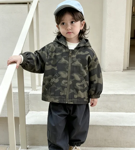Boys' Coat 2026 Autumn and Winter New Children's Clothing Korean Style Boys and Girls Simple Personality Camouflage Coat