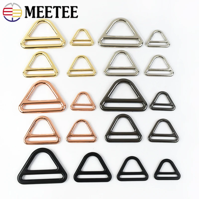 2/5Pcs Meetee 25-50mm Metal Tri-Glide Triangle Buckle Bag Strap Belt Clasp Buckles Webbing Dog Collar Connect Ring Hook Accessor