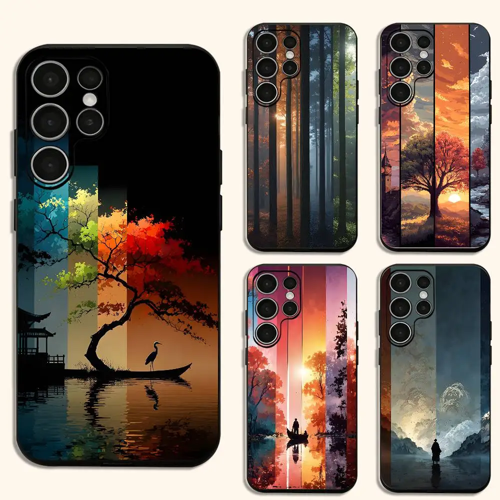 Landscape Splicing Phone Case For Samsung S24,25,23,22,21,20 Plus Ultra 5G Lite Shockproof Cover