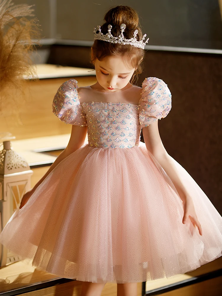 Christmas Dress Flower Girls Dress For Birthday Formal Party Junior Concert Banquet Princess Gown Party Dress For Kids Birthday