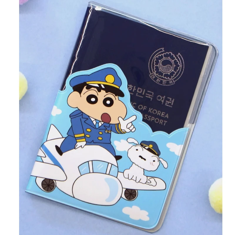 Kawaii Crayon Shinchan Passport Covers Cute Shin-Chan Travel Passport Cover Pvc Transparent Portable Document Holder Cartoon