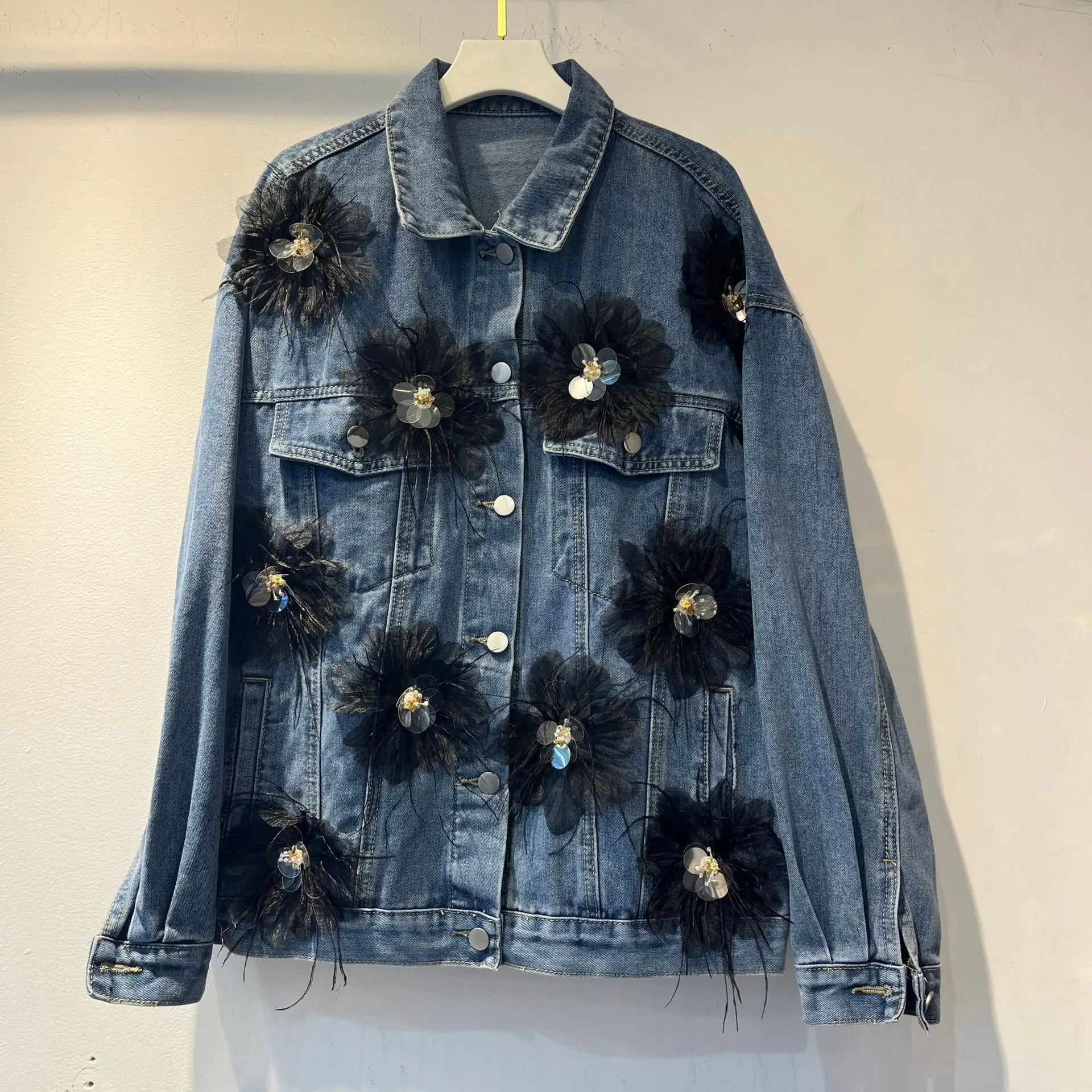 

SuperAen European and American Style 2026 Spring New Three-dimensional Flower-decorated Loose Casual Sweet Streetwear Jackets