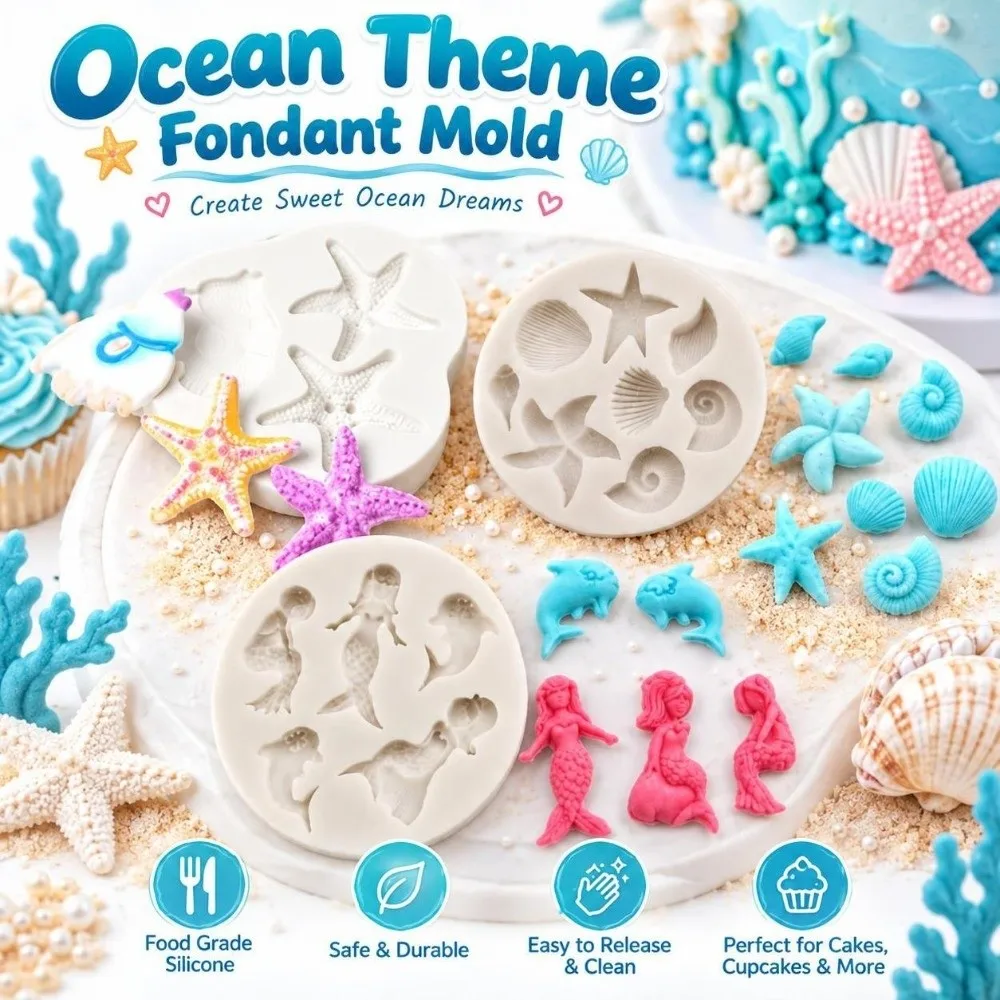 3PCS Flexible Mermaid Tail Silicone Mold Food Grade Silicone Non-Stick Silicone Baking Mold Heat Resistant DIY Cake Mold