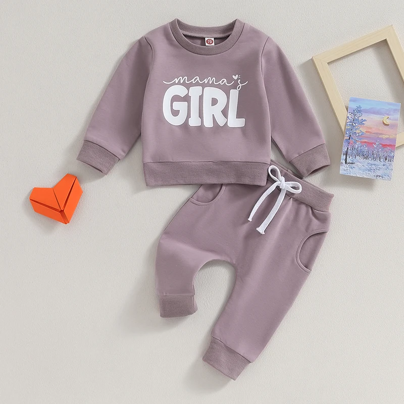 2023-07-25 Lioraitiin 0-3Y Toddler Baby Girl Fall Clothes Mama Girl Pullover Sweatshirt and Jogger Pants Set Outfits Tracksuit