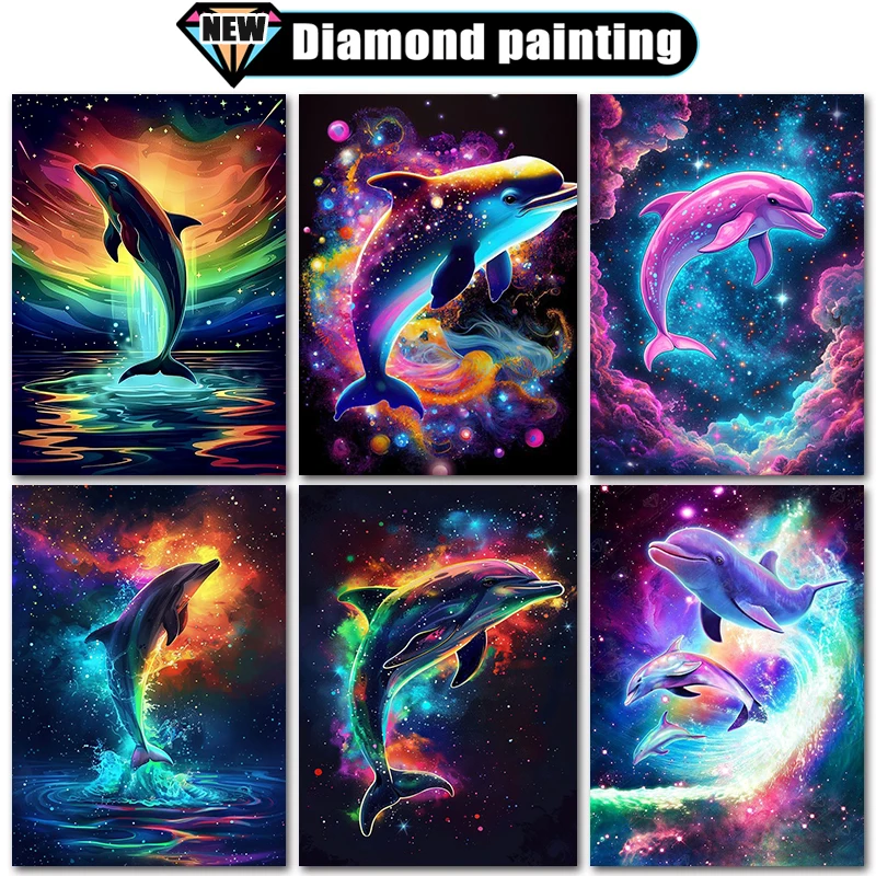 

New Arrivals Diamond Art Painting Aurora Dolphin Christmas Gift Home Decor Full Square&Round mosaic embroidery Cross stitch Sale