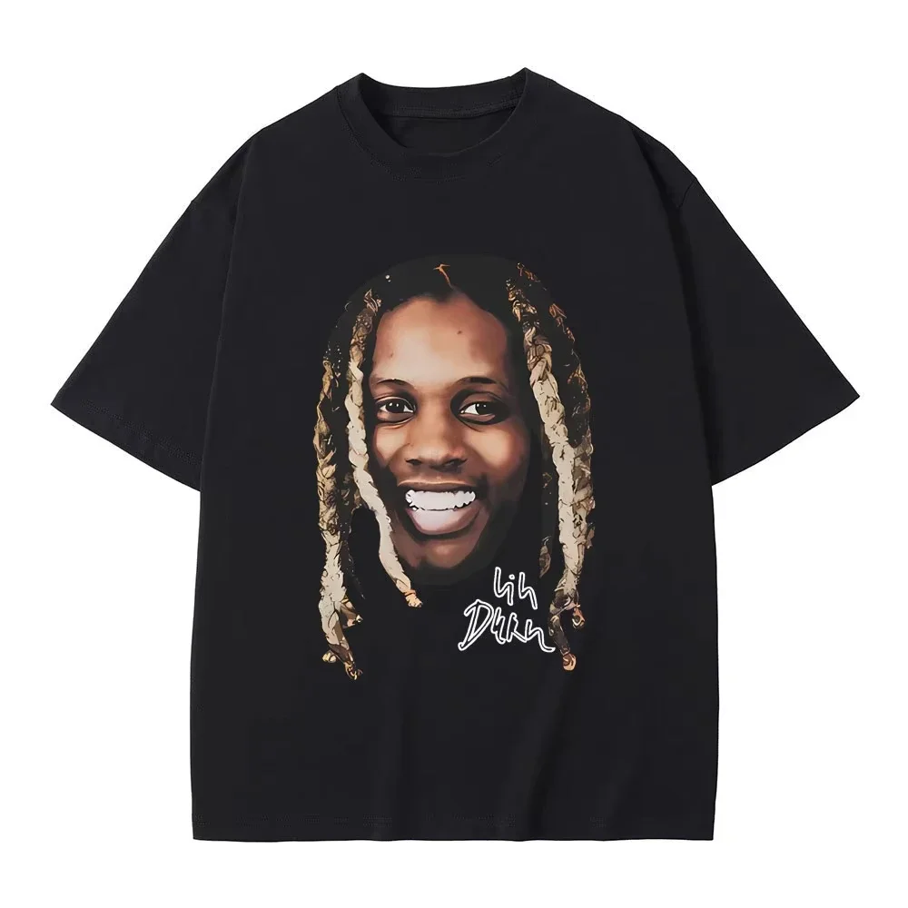 Rapper Lil Durk Head Graphic T-shirts Hip Hop Vintage Oversized Tshirt Casual Cotton T Shirts Rap 90s Streetwear