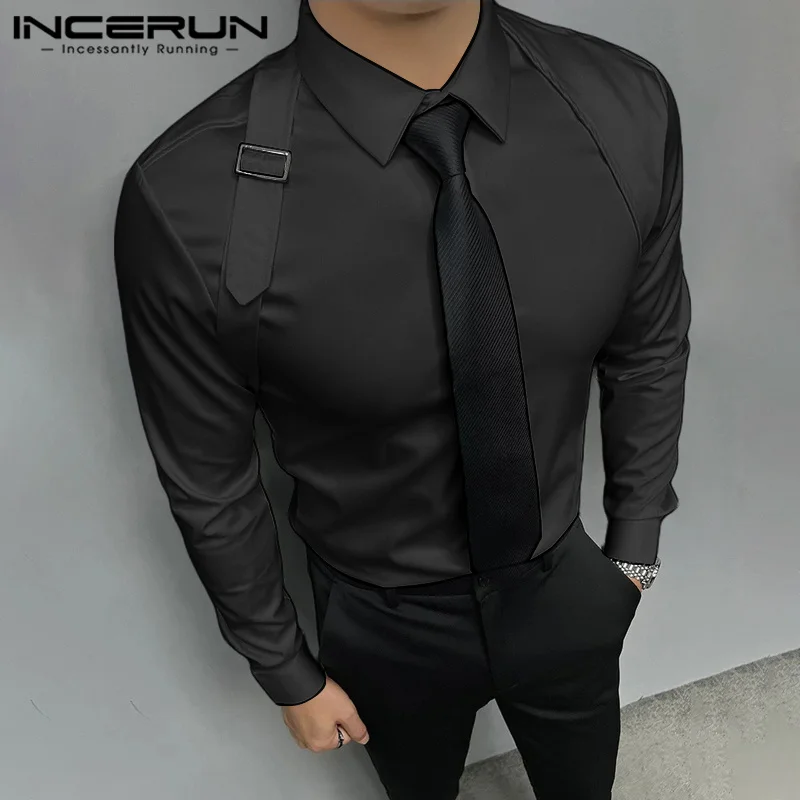 Incerun Tops 2024 Amerikaanse Stijl Mode Nieuwe Mannen Solide Eenvoudige All-Match Shirts Casual Streetwear Lange Mouwen Revers Blouse S-5XL