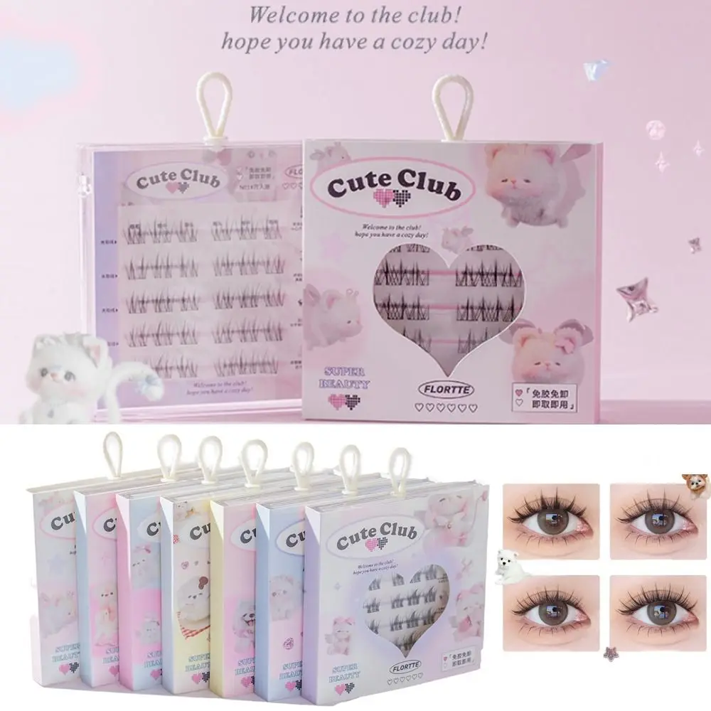 Faux-cils auto-adhésifs sans colle, conception groupée en C naturelle, réutilisables, pratiques à utiliser