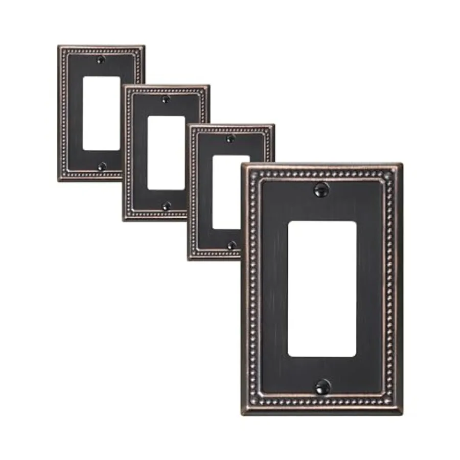 

4-Pack Decorator Outlet Cover Plate, Decorative Switch Plates and Outlet Covers, Metal Wall Plates for Electrical Outlets, Rece