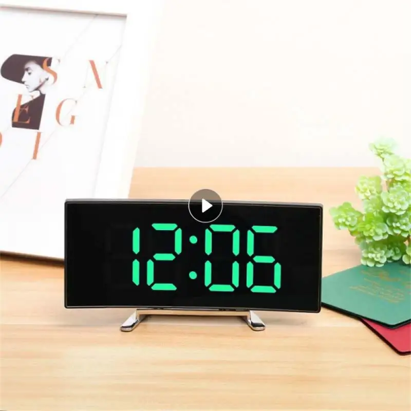 Digital Clock With Temperature Date Time Dimmable Digital Display Plug-in Mode Desk Decor Electronic Clock Large Screen Mirror