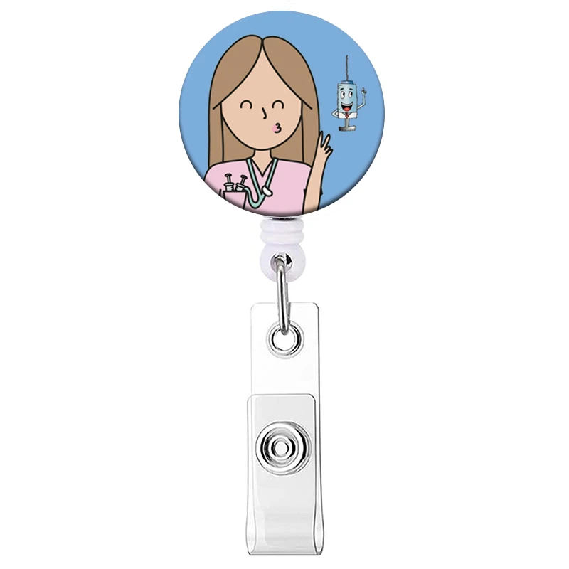 1PC Krankenhaus Krankenschwester Versenkbare Abzeichen Clip Arzt ID Karte Halter Reel für Namensschild Abzeichen Halter Bürobedarf Schnalle – Detail 36