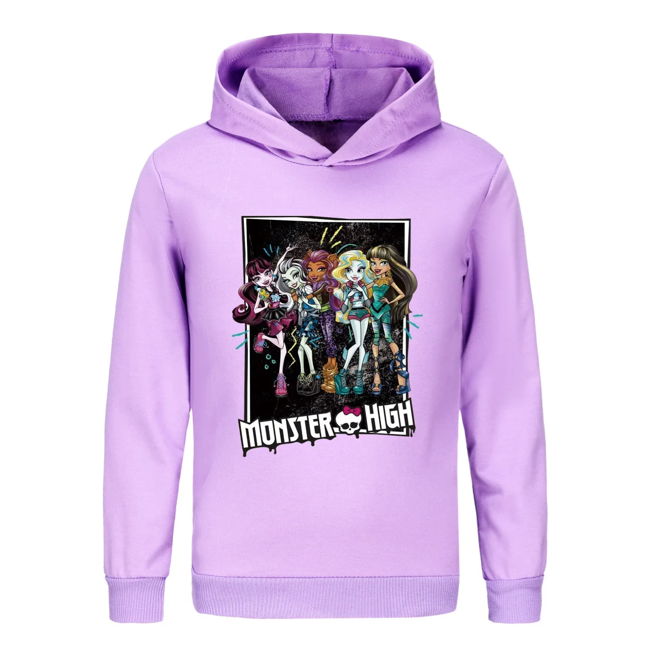 Monster High Hoodie Kids Clothes Cotton Hooded Sweater Sweatshirt Cartoon Casual Pullover Hip Hop Teenager Boys Girls Clothing