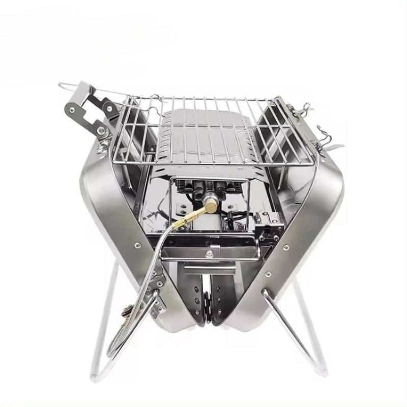 commercial korean  smokeless Briefcase Barbecue Grill Folding Table Grill Stainless Steel Outdoor Portable Gas Bbq