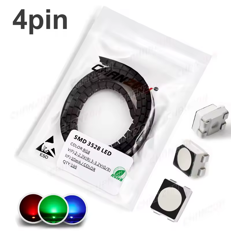 100Pcs 3528 SMD LED Diode Chip Warm White Red Green Blue Yellow Orange UV Purple Pink RGB PLCC2 PLCC-4 Lamp Light Beads Emitting - Image 5