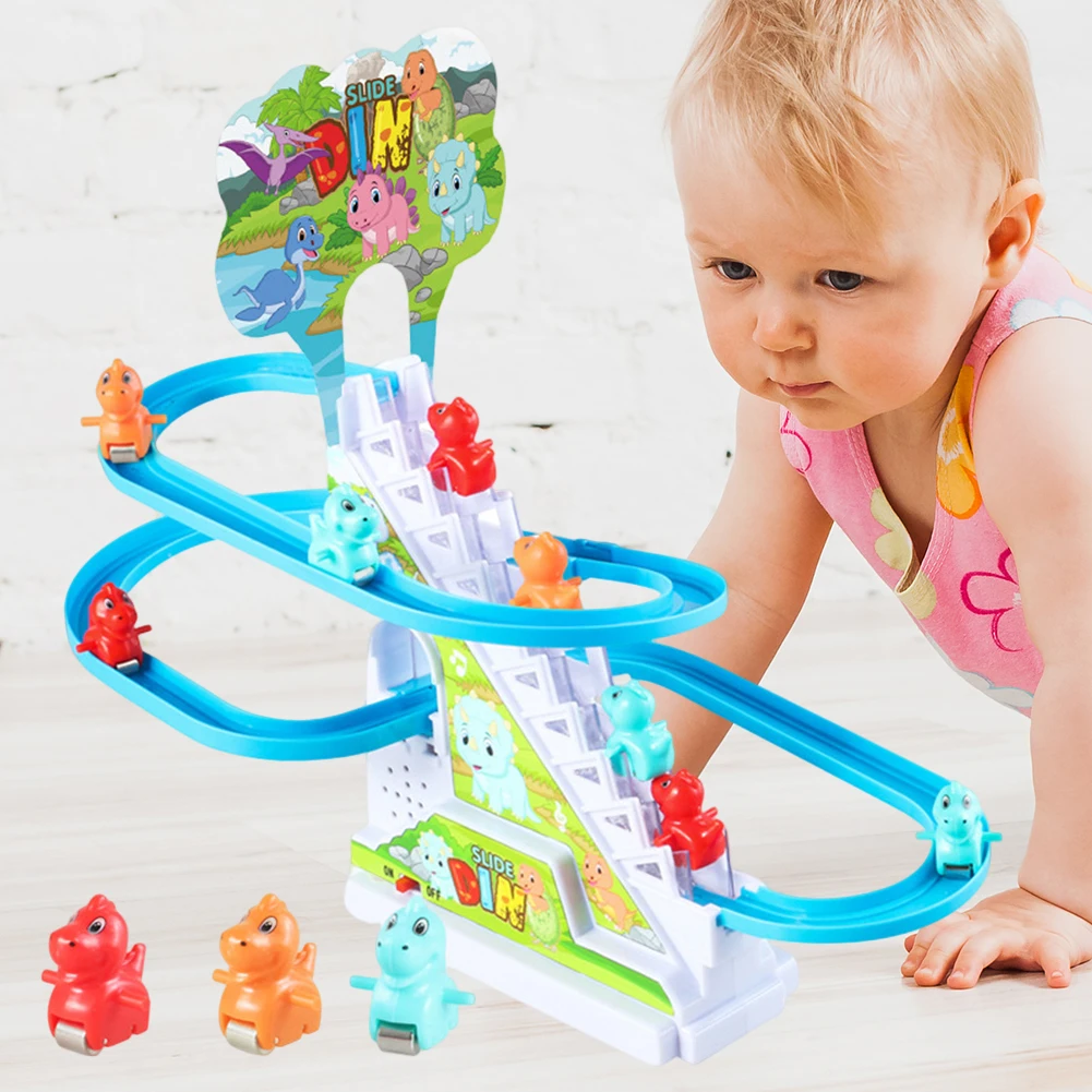 Exercise Hands On Skills Electric Track Slide Toys Assembly Design Stair Climbing Game Animals Stair Climbing Toy for Kids Child